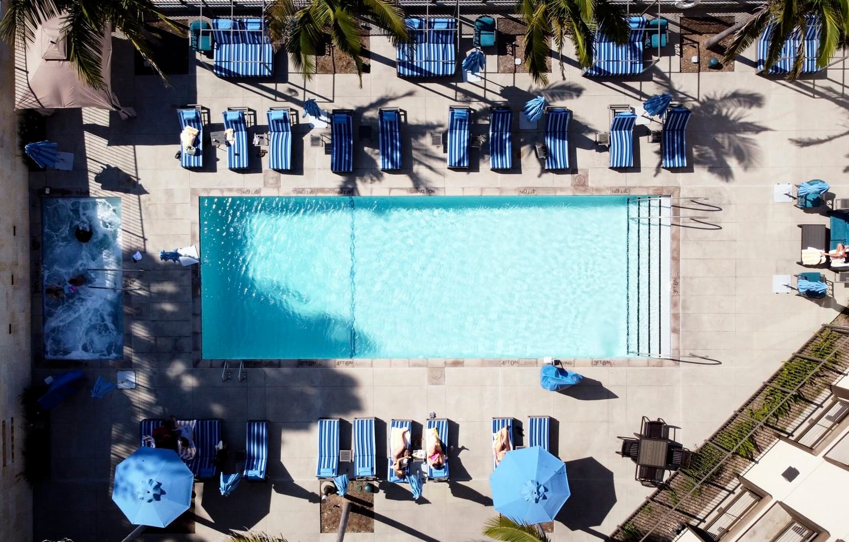 Resort pool at sunset